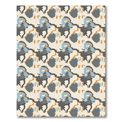 Gray Blue Ochre Organic Flow Rug