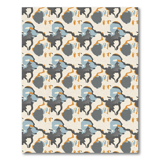 Gray Blue Ochre Organic Flow Rug