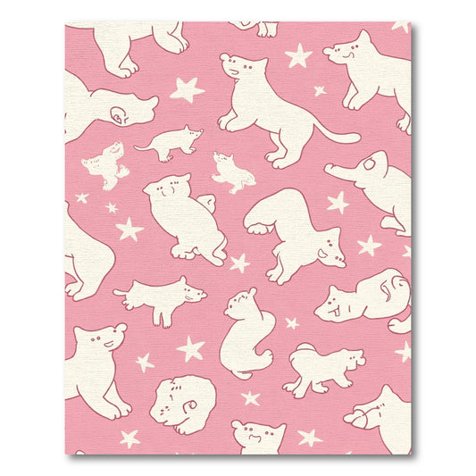 Pink Doodle Dogs Stars Artwork Rug