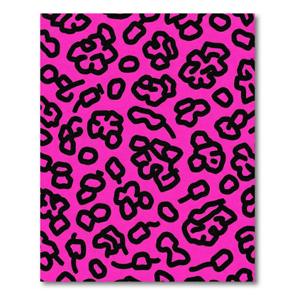 Hot Pink Black Abstract Animal Print Rug