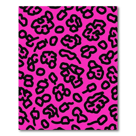 Hot Pink Black Abstract Animal Print Rug