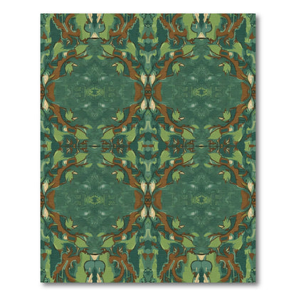 Emerald Green Abstract Floral Scroll Rug