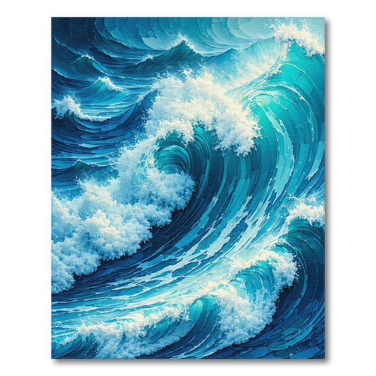 Dynamic Teal Crashing Waves Rug