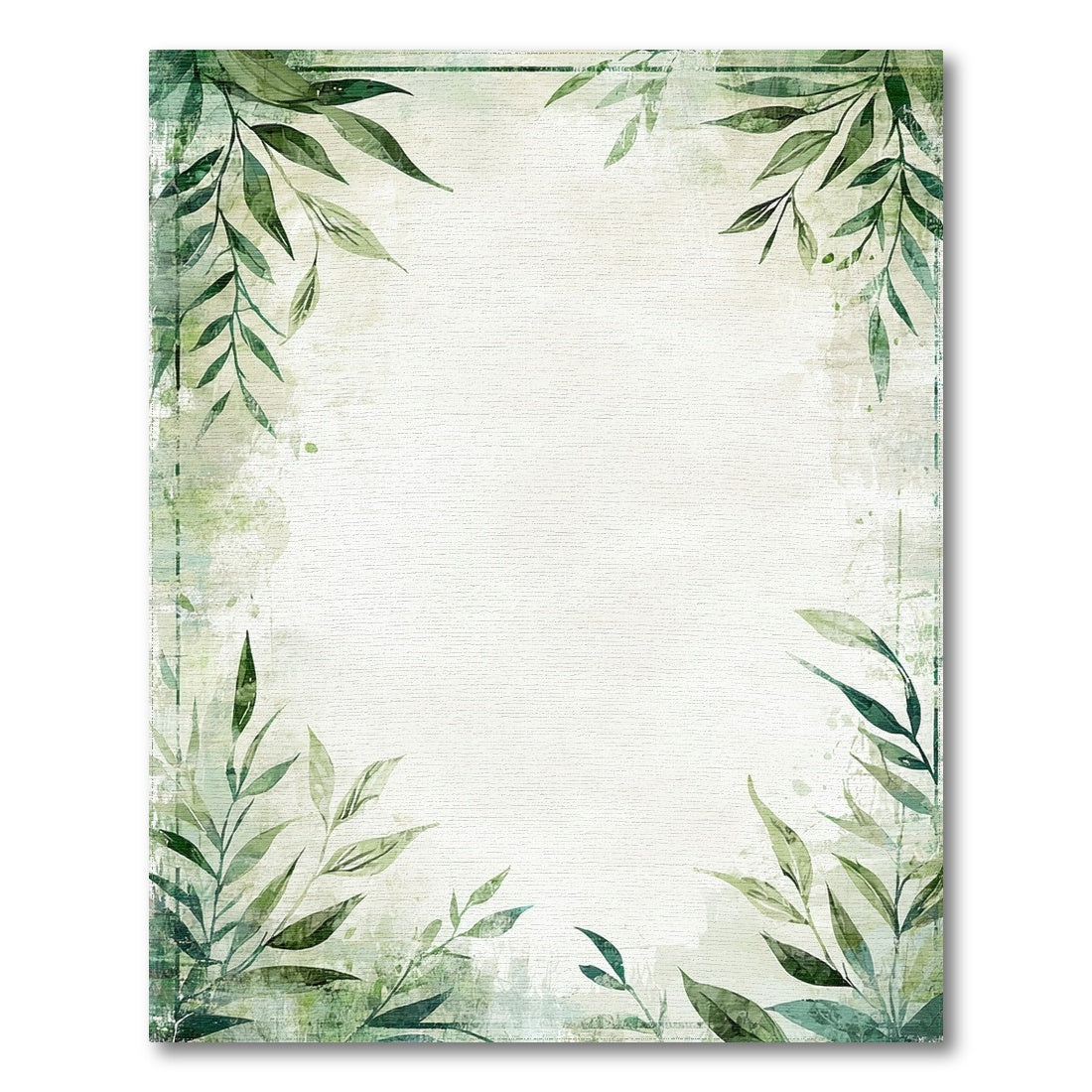 Green Botanical Leaves Distressed Area Rug
