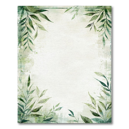 Green Botanical Leaves Distressed Area Rug