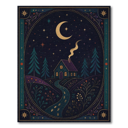 Moonlit Cabin Path Area Rug