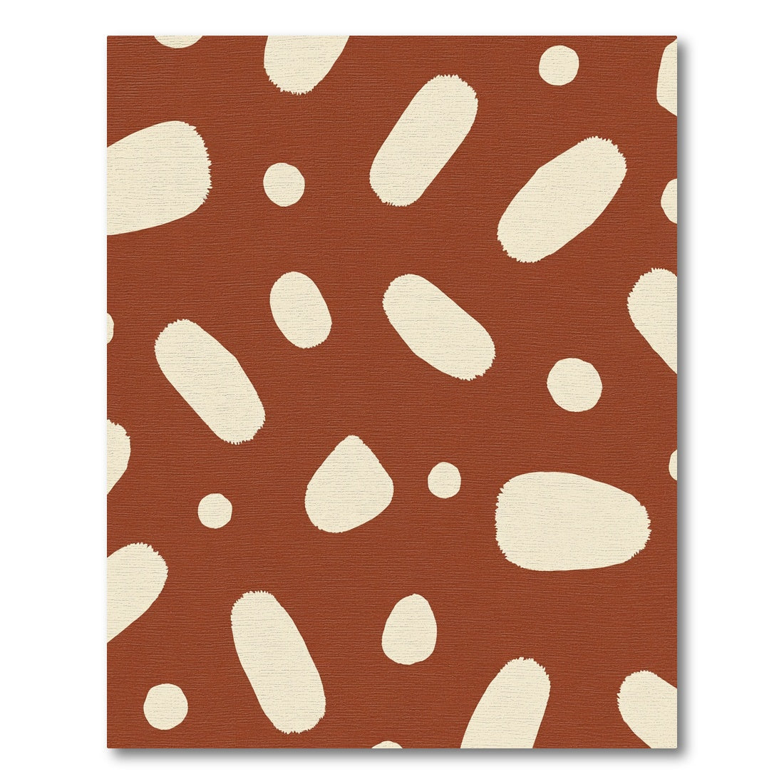 Terracotta Cream Abstract Brushstroke Dots Rug