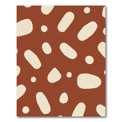 Terracotta Cream Abstract Brushstroke Dots Rug