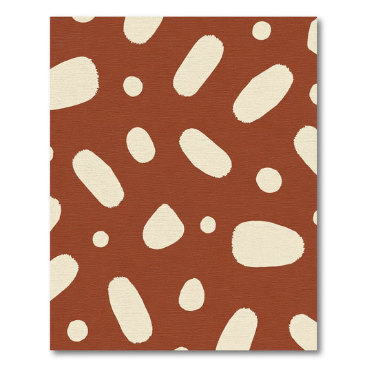 Terracotta Cream Abstract Brushstroke Dots Rug