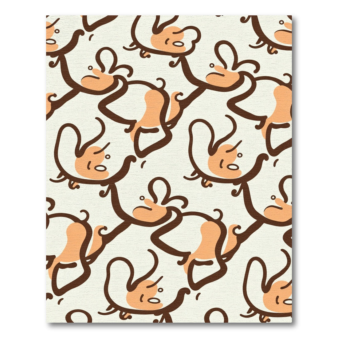 Abstract Whimsical Brown Peach Figures Rug