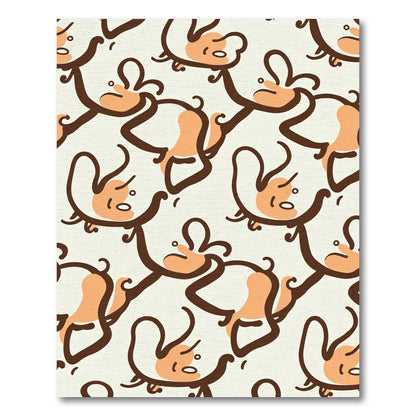 Abstract Whimsical Brown Peach Figures Rug