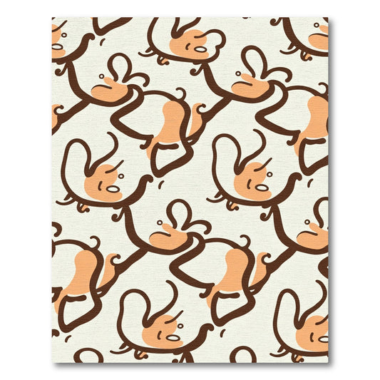 Abstract Whimsical Brown Peach Figures Rug