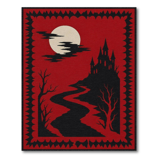 Gothic Castle Moon Red Area Rug