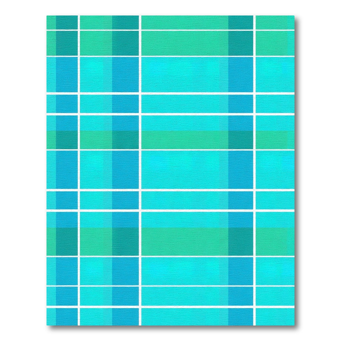 Aqua Teal Plaid Grid Rug
