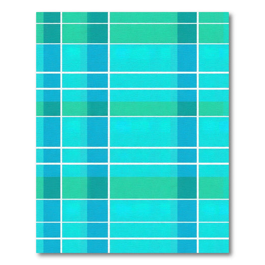 Aqua Teal Plaid Grid Rug