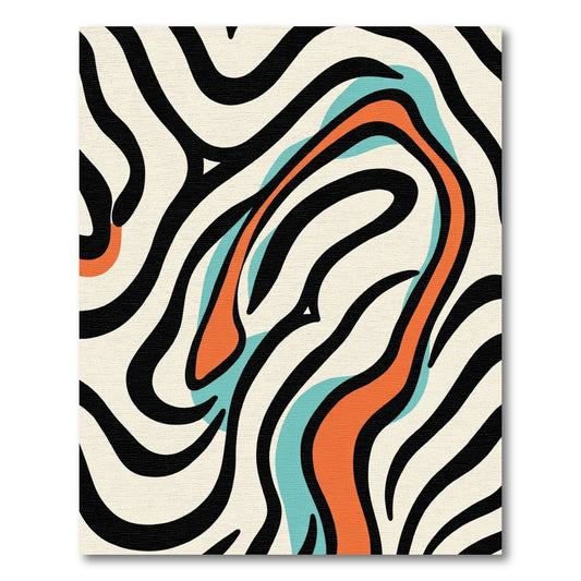 Bold Orange Aqua Zebra Swirl Rug
