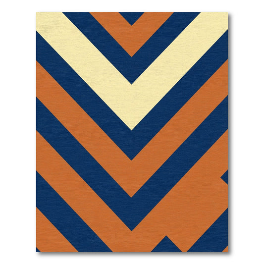 Chevron Blue Amber Cream Stripes Rug