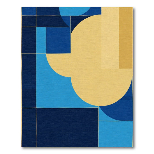 Modern Geometric Blue Yellow Arc Rug