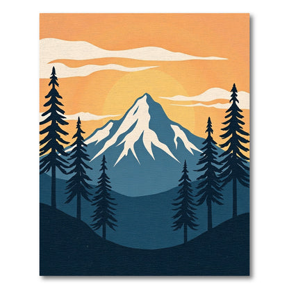 Sunset Mountain Pine Forest Aura Rug