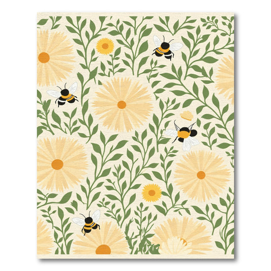 Cream Yellow Daisy Bee Garden Rug