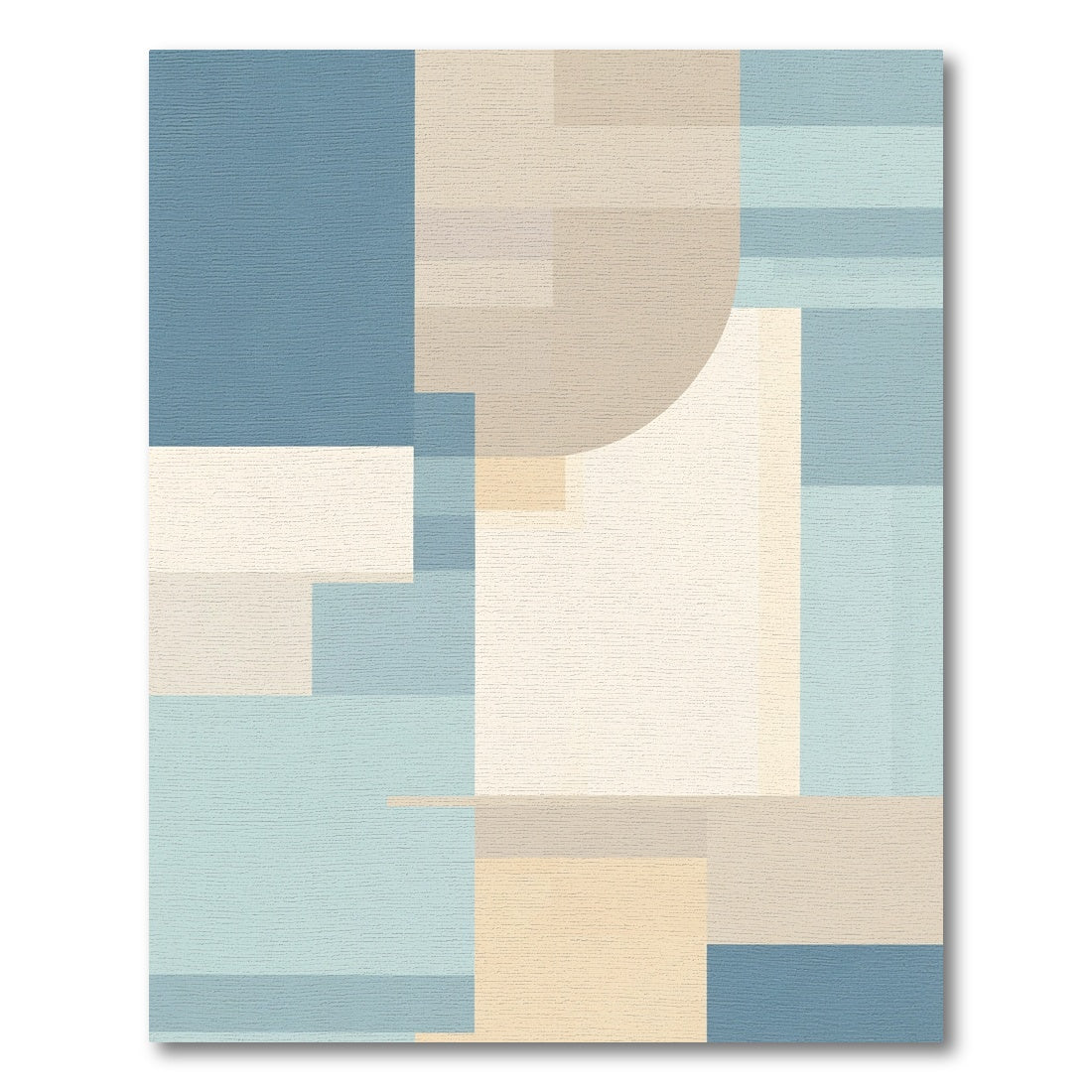Modern Blue Tan Geometric Composition Rug