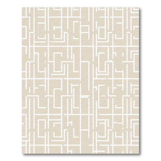 Cream Beige Linear Maze Rug