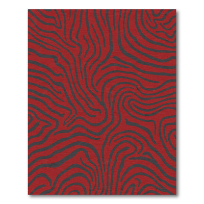 Crimson And Charcoal Zebra Stripes Rug