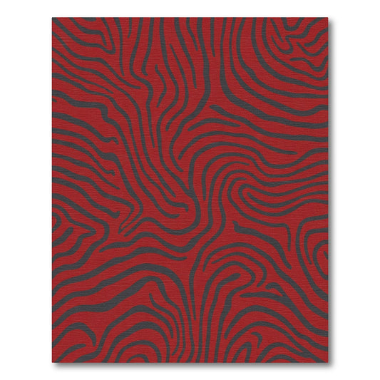 Crimson And Charcoal Zebra Stripes Rug