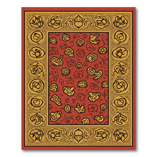 Red Yellow Abstract Scatter Motif Rug