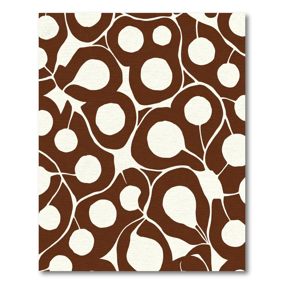 Brown White Abstract Organic Shapes Rug