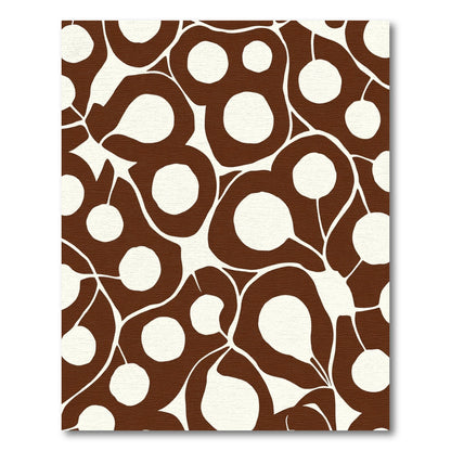 Brown White Abstract Organic Shapes Rug
