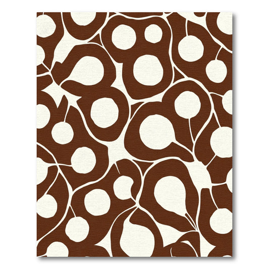 Brown White Abstract Organic Shapes Rug