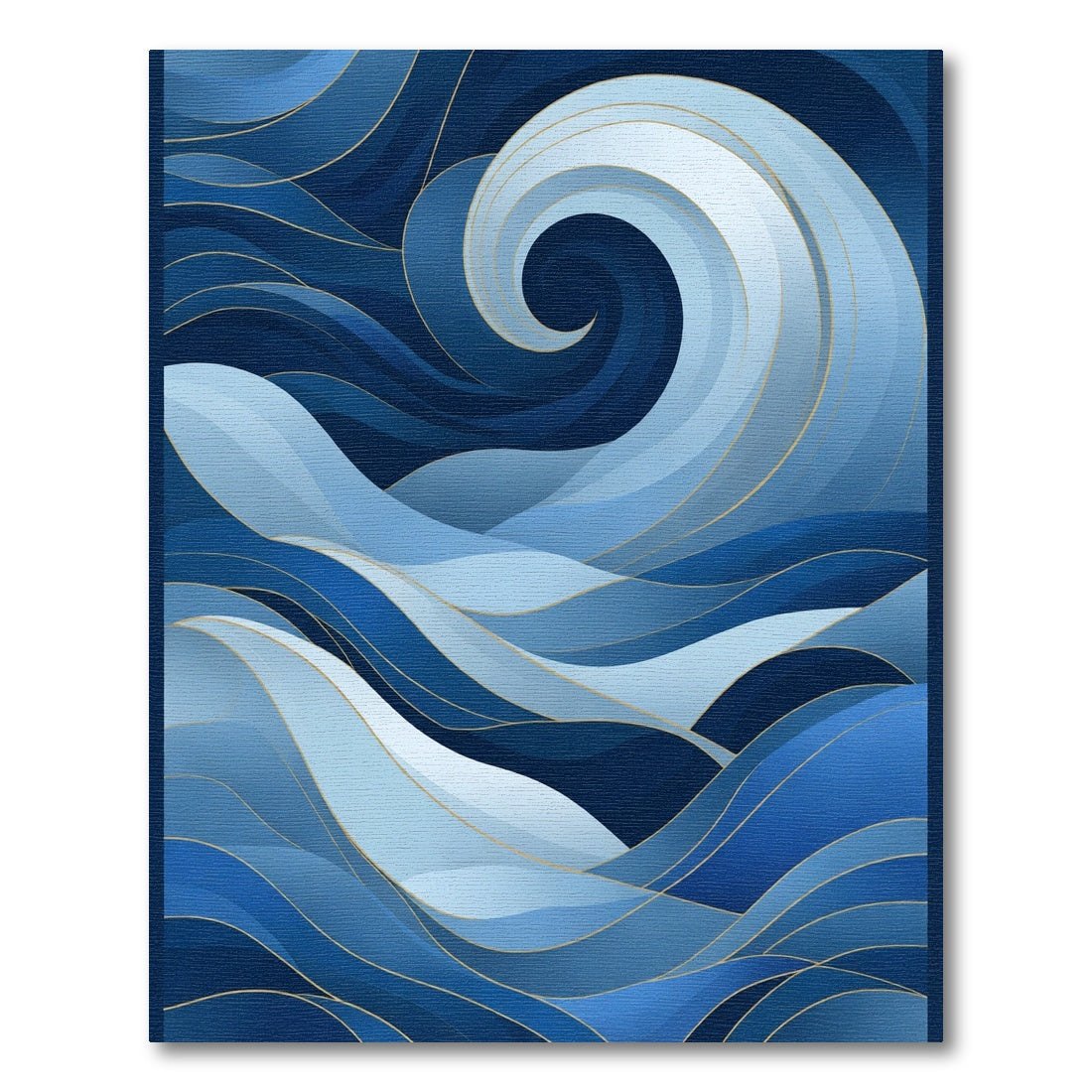 Deep Blue Abstract Swirl Ocean Waves Rug