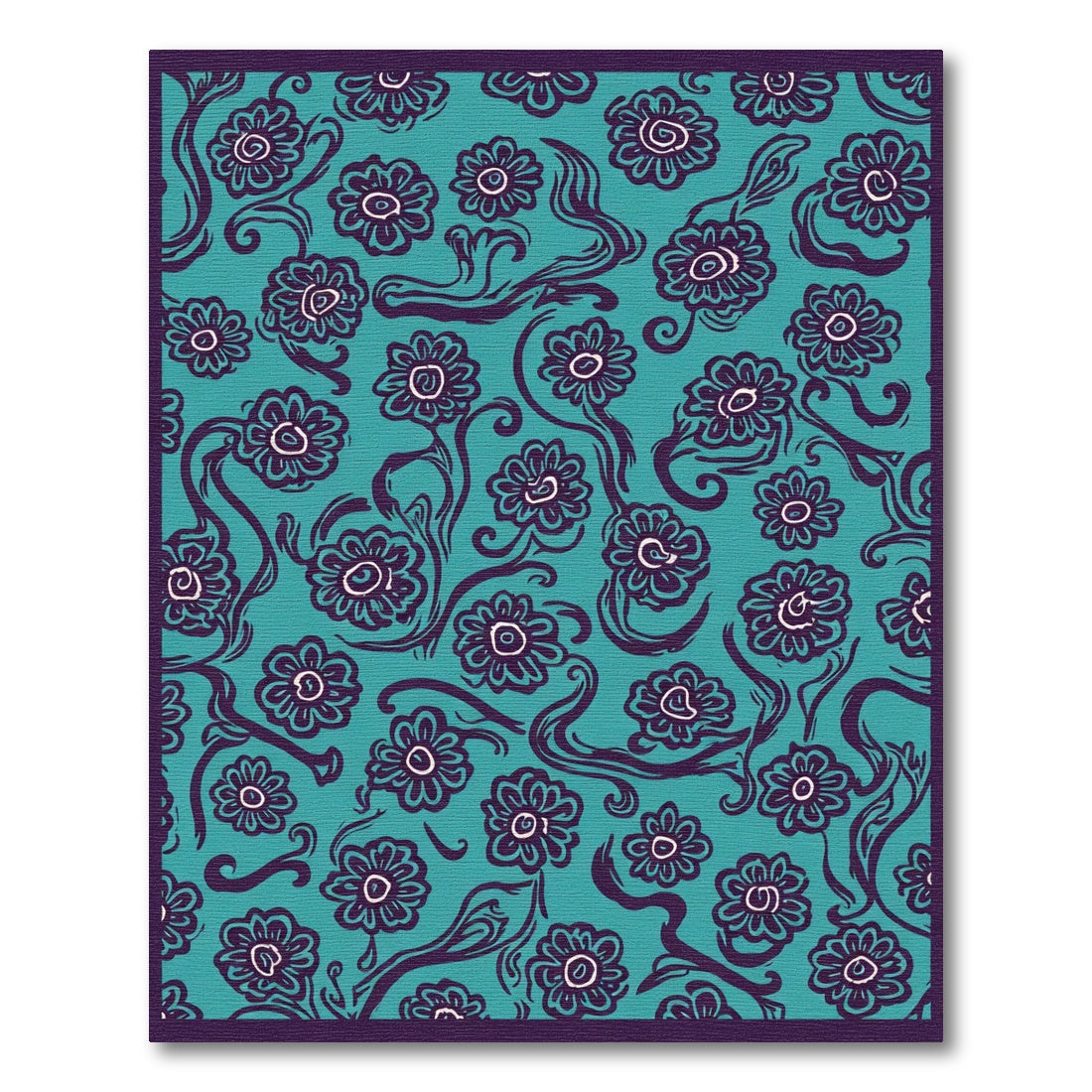 Teal and Plum Floral Swirl Harmony Rug