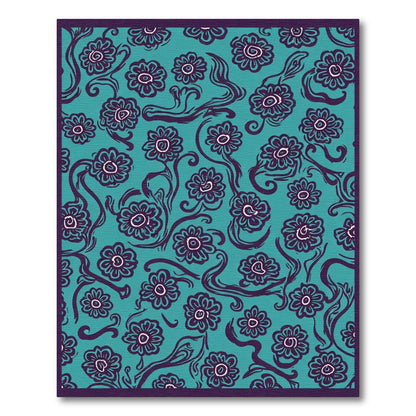 Teal and Plum Floral Swirl Harmony Rug