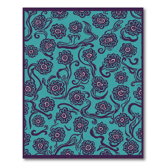 Teal and Plum Floral Swirl Harmony Rug
