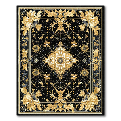 Gold and Silver Gold Floral Medallion Area Rug