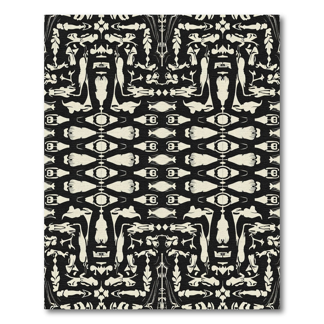 Black Cream Organic Figure Arrangement Rug
