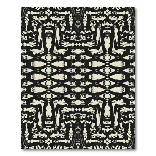 Black Cream Organic Figure Arrangement Rug