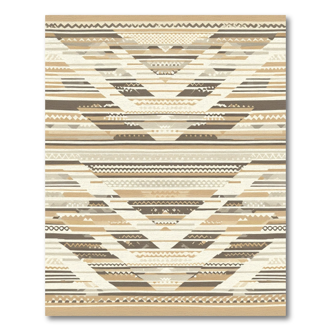 Neutral Earth Tone Geometric Chevron Rug