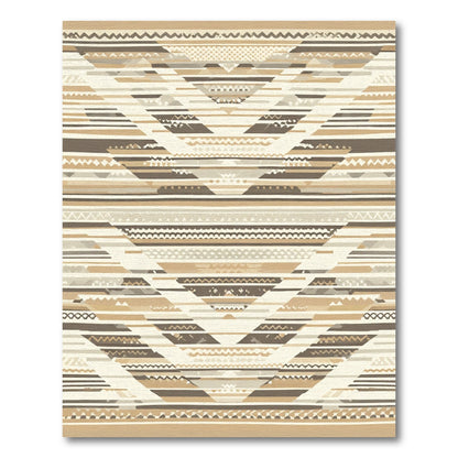 Neutral Earth Tone Geometric Chevron Rug