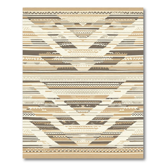 Neutral Earth Tone Geometric Chevron Rug