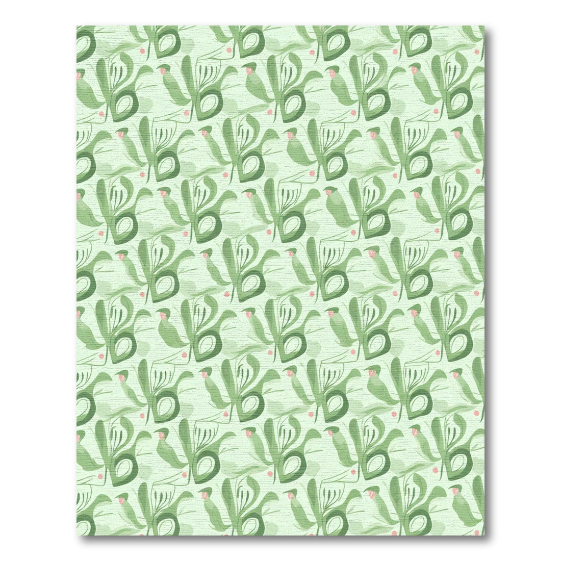 Soft Green Abstract Botanical Composition Rug
