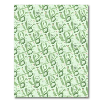 Soft Green Abstract Botanical Composition Rug