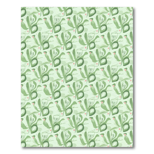 Soft Green Abstract Botanical Composition Rug