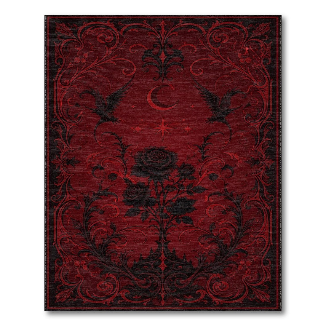 Gothic Rose Raven Red Area Rug