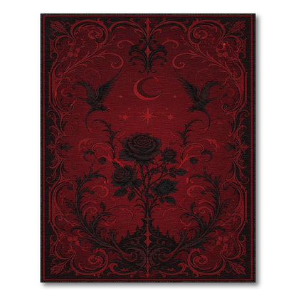 Gothic Rose Raven Red Area Rug