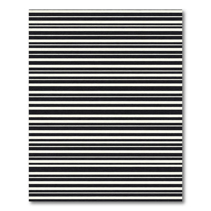 Abstract Horizontal Black White Bands Rug