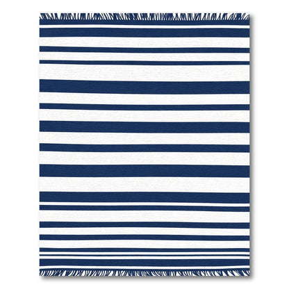 Nautical Navy White Stripe Blanket Rug