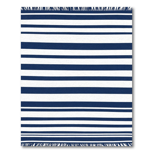 Nautical Navy White Stripe Blanket Rug